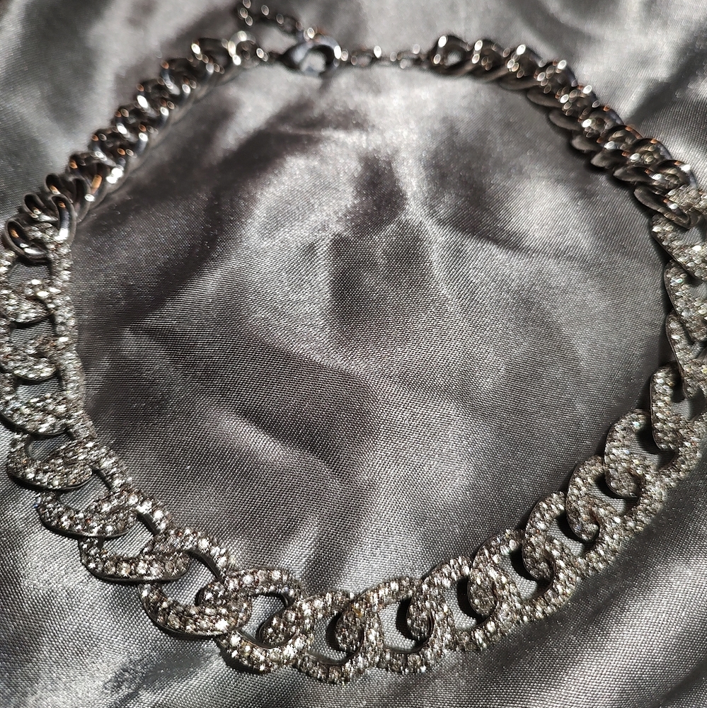 Thousands of crystals silver necklace